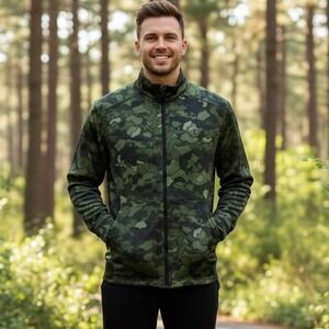 Champion Duofold Warm Ctrl Jacket‎ Men Medium Camo Camouflage Full Zip Green